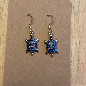 Multicolored Turtle Dangle Earrings